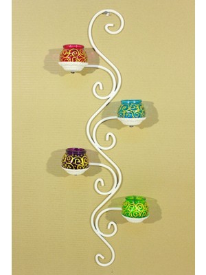 Ferforje Duvar Mumluğu 4 Renk Pembe Mor Sarı Mavi Vitary Camlı