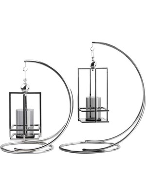 Lunette Gümüş 2'li Mumluk Seti 42 x 60 x 70 cm