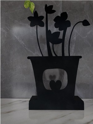 Flower Model - 2 Tekli Metal Mumluk - Siyah