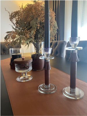 Deri Püsküllü Şamdan Büyük Boy