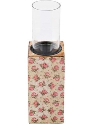 Teknotrust Şiva Çiçek Desenli Krem Mumluk 10 x 20  cm  AK.FQ0003-K