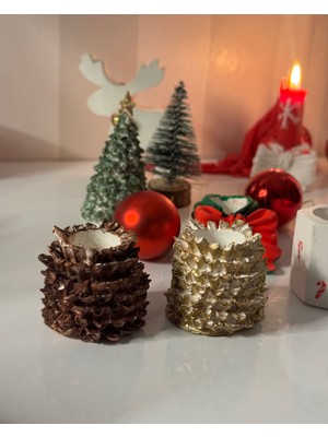 Kozalak Şamdanlık Seti 2'li