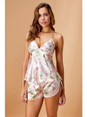 Nurteks 5551 Kadın Saten Şort Takım