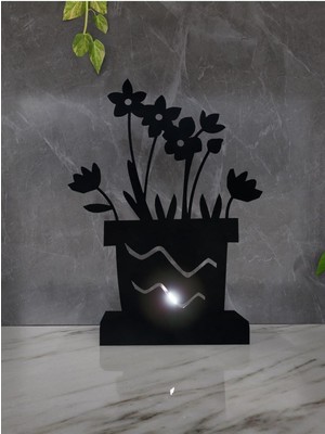 Flower Model - 5 Tekli Metal Mumluk - Siyah