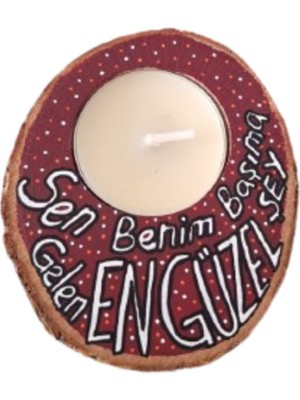 Özel Tasarım Boyama Kütük Mumluk Dekorasyon - Mumluk Dekorasyon