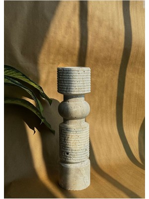 Doğal Mermer Traverten Şamdan ,mumluk, El Yapımı Şamdan Doğaltaş 38 cm