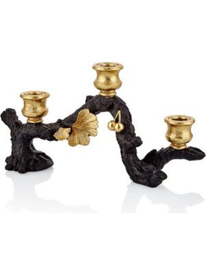 Teknotrust 3lü Mumluk Gıngko Dal Altın 7*31,5*16  cm