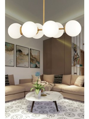 Lema 6 Lı Eskitme Modern Yemek Masası Üstü Yatak Odası Salon Avize