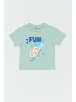 Fun Nakışlı Bisiklet Yaka Erkek Çocuk Tişört
