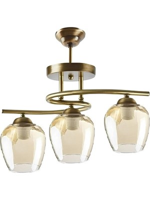 Teknotrust Fuji Salon - Mutfak - Yatak Odası Eskitme Kasa Bal Camlı 3 Lü Avize