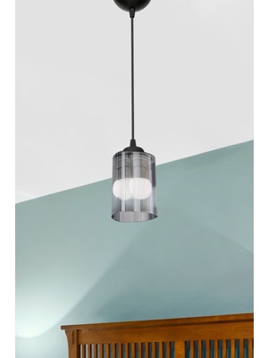 Teknotrust Füme Sarkıt Avize Yatak Odası Salon Mutfak Koridor Şık Cam Görünümlü Lamba