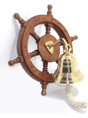 Büro Ev Ofis Dekoru Için Duvara Asmalı Ahşap Dümenli Pirinç Rüzgar Çanı