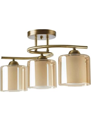 Fuji Retro Eskitme Renk Çift Bal Camlı Salon - Mutfak - Yatak Odası 3 Lü Avize