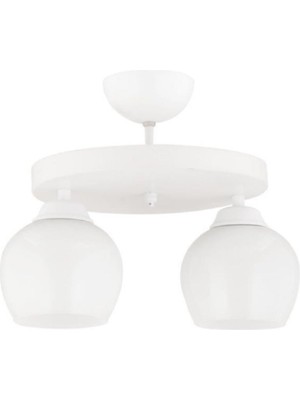 Modern Beyaz Camlı Model Ikili Yuvarlak Plafonyer Avize Salon Mutfak Yatak Odası Hol