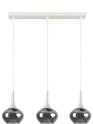 Nero Modern Tasarım Salon - Mutfak - Yatak Odası Beyaz Renk Füme Camlı Sıralı 3 Lü Avize