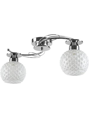 Salon - Mutfak - Yatak Odası Modern Krom Camlı Ikili Avize