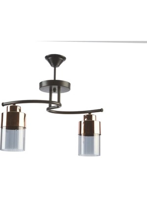 Teknotrust Felix Özel Salon - Mutfak - Yatak Odası Rosegold Detaylı Füme Camlı 2 Li Siyah Avize