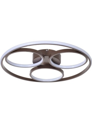 Berlin Modern Tasarım Yatak Odası - Salon - Mutfak Kahverengi Renk Beyaz Ledli 4 Lü LED Avize