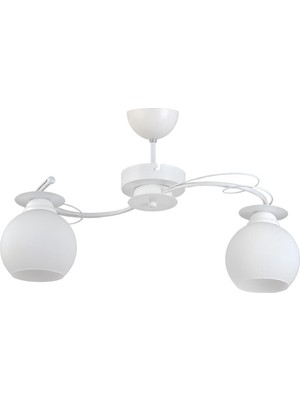 Bolivar Modern Tasarım Salon Mutfak Yatak Odası Beyaz Renk Beyaz Camlı 2 Li Avize