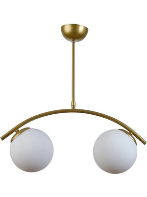 Teknotrust Polo Modern Tasarım Salon Mutfak Yatak Odası Eskitme Renk Beyaz Camlı 2 Li Avize