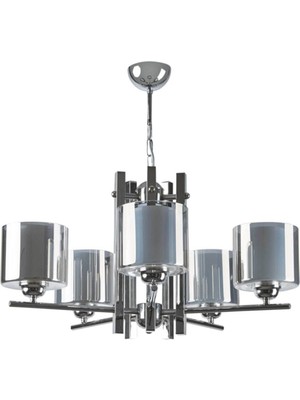 Teknotrust Pierro Özel Tasarım Salon - Mutfak - Yatak Odası Çift Camlı 5 Li Krom Avize