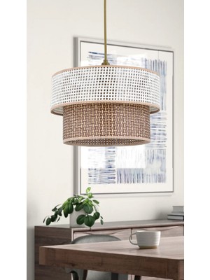 Rattan 2 Katlı Pasta Sarkıt Avize Çocuk Odası Yatak Odası Salon Mutfak Hol