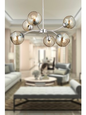 Teknotrust Ecvet 6lı Krom Modern Oturma Odası Yatak Odası Salon Avize