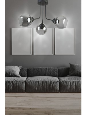 Teknotrust Triyo 3'lü Füme Renkli Premium Sarkıt Avize - Yatak Odası - Salon - Mutfak - Hol