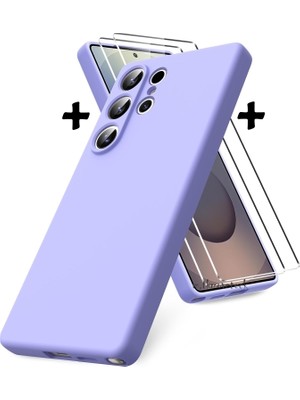 M.TK Moveteck Samsung Galaxy S25 Ultra Kılıf Kamera Korumalı Yumuşak Renkli Silikon + Ekran Koruyucu Nano Cam 2in1 Set