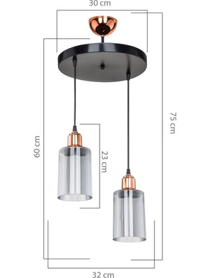 Aksel 2 Li Siyah/bakır Salon Yemek Odası Oturma Odası Antre Mutfak Çocuk Odası Yatak Odası Avize