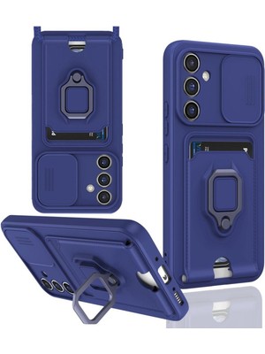 M.TK Moveteck Samsung Galaxy A26 Kılıf Kamera Korumalı Sürgülü Yüzüklü Kartvizitli Stand Ip Askılı Zuma Silikon