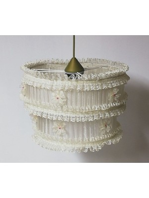 Krem Fırfırlı Kız Çocuk Odası,yatak Odası Avizesi