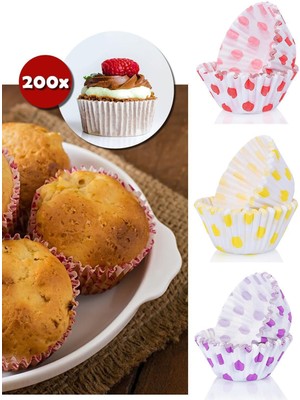 Luxury 200'LÜ Muffin Browni Cupcake Kağıdı Kek Kalıbı Desenli ( 2 Paket ) 1 Adet