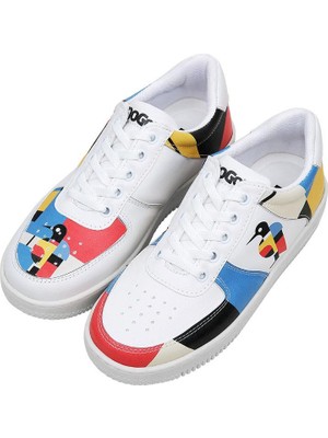 Kadın Vegan Deri Beyaz Sneakers - Bauhaus Birdie Tasarım