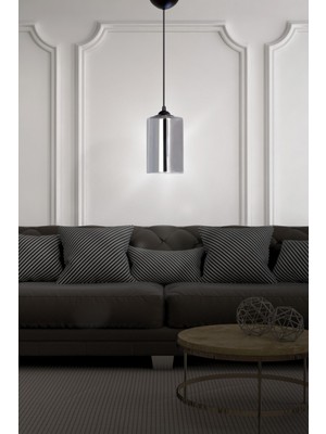 Teknotrust Sedef Şık ve Modern Ithal Füme Cam 1'li Füme Sarkıt Avize - Yatak Odası - Salon - Mutfak - Hol