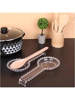 Luxury Kaşık Altlığı Boncuklu Kirli Kaşık Altlığı Saydam 1 Adet