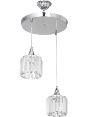 Teknotrust Belluci 2'li Krom Kristal Yemek Odası Oturma Odası Salon Mutfak Yatak Odası Avize