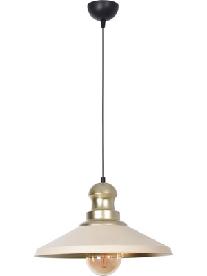 Teknotrust Afra Modern Tasarım Salon Mutfak Yatak Odası Cafe Mutfak Metal Krem Renk Tekli Avize ( Çap 36  cm  )