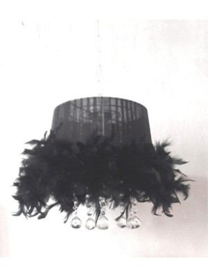 Siyah Tüylü Taşlı Avize Yatak Odası Avizesi