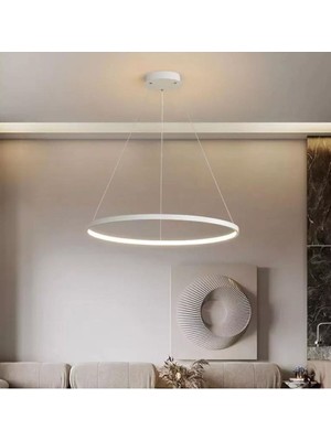 Beyaz Yuvarlak Sarkık Tekli Beyaz Işık Ledli Avize Çap 40  cm  Mutfak,antre,hol,yatak Odası