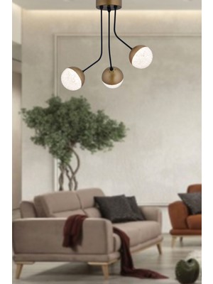 Newton 3 Renk Işık Veren Ledli Modern 3 Lü Eskitme Siyah Salon Yatak Odası Genç Odası Avizesi