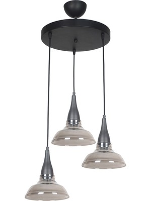 Beray Özel Tasarım Salon - Yatak Odası - Mutfak - Füme Camlı 3 Lü Avize