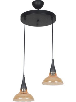 Teknotrust Beray Özel Tasarım Salon - Yatak Odası - Mutfak - Bal Camlı 2 Li Avize