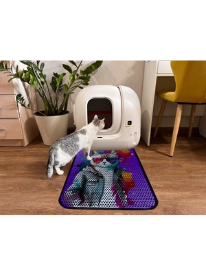 Aktunç Büyük Boy Elekli Tuvalet Önü Desenli Kedi Kumu Paspası 60 x 80 cm