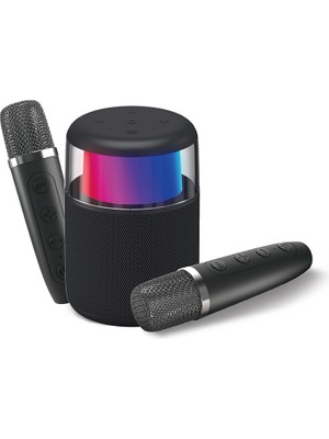 Lenyes S217 Rgb Işıklı Karaoke Mikrofonlu Bluetooth Speaker Hoparlör V5.3 Siyah
