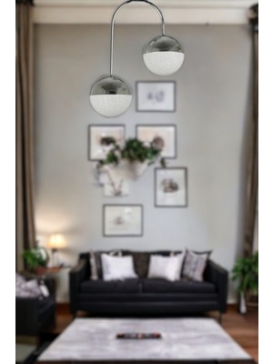 Teknotrust Janin Modern Sarkıt Krom Renk Gövde Salon - Mutfak - Yatak Odası LED 2'li Avize