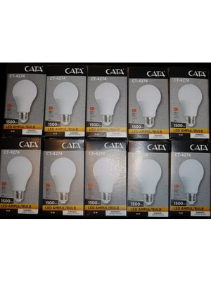 Cata Günışığı LED Ampul 15W 10 Adet E27 Duy Tipi 6400K Renk Sıcaklığı ile Enerji Verimli