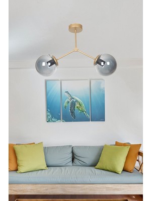 Teknotrust Focus Modern Tasarım Salon - Mutfak - Cafe - Hol - Yatak Odası Eskitme Renk Füme Camlı 2 Li Avize