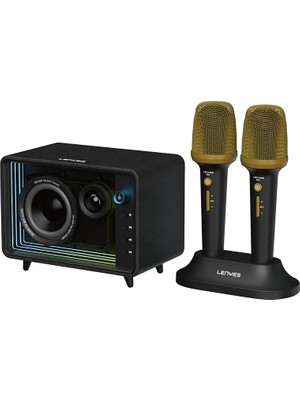 Lenyes S862 Su Geçirmez Mikrofonlu Çoklu Giriş Karaoke Bluetooth Hoparlör V5.3 120W Siyah