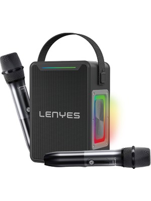 Lenyes S857 Rgb Işıklı Çift Mikrofonlu Taşınabilir Tws Bluetooth Speaker Hoparlör V5.3 Siyah